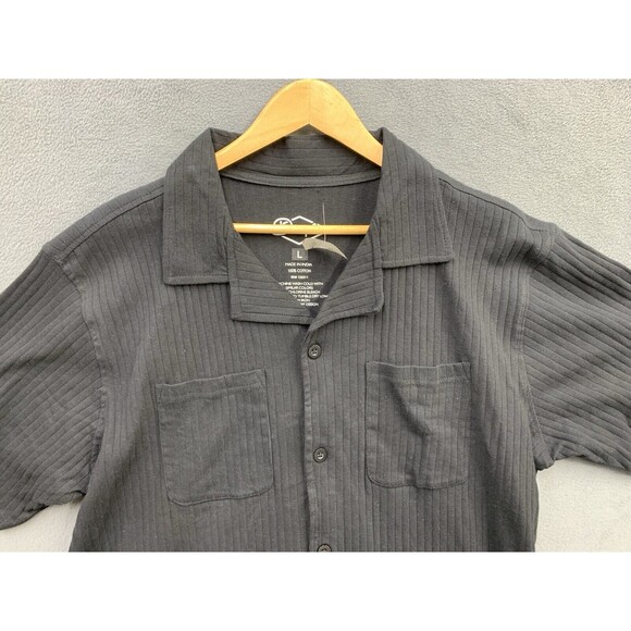 Men's Black Casual Button Down Shirt - Picture 7 of 13